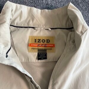 IZOD XFG Mens XL Beige Quarter Zip Windbreaker Golf Jacket X-Treme Function